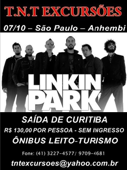 Excursão Linkin Park 07/10 saindo de Curitiba